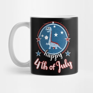 Retro Happy 4th Of July Patriot Dinosaur Mug